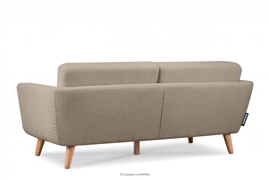 TAGIO Skandynawska sofa 3 osobowa w tkaninie baranek brązowa brązowy - zdjęcie 3