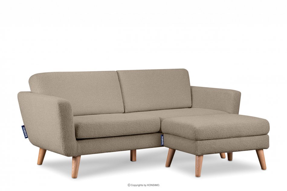 TAGIO Skandynawska sofa 3 osobowa w tkaninie baranek brązowa brązowy - zdjęcie 5