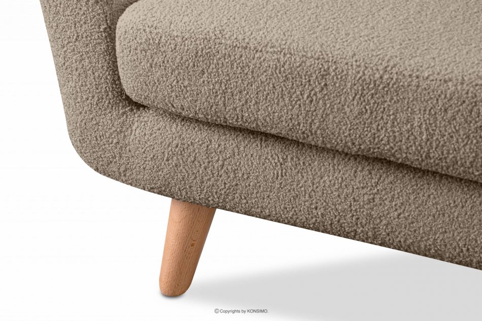 TAGIO Skandynawska sofa 3 osobowa w tkaninie baranek brązowa brązowy - zdjęcie 6