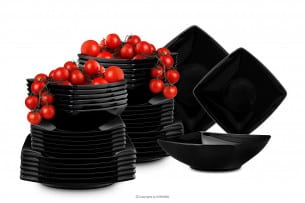 EPIRI, https://konsimo.pl/kolekcja/epiri/ Serwis obiadowy kwadratowy 36 elementów elementów czarny dla 12 osób  - zdjęcie