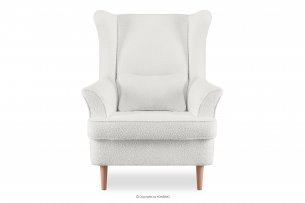STRALIS, https://konsimo.pl/kolekcja/stralis/ Wygodny fotel uszak biały w tkaninie boucle biały - zdjęcie