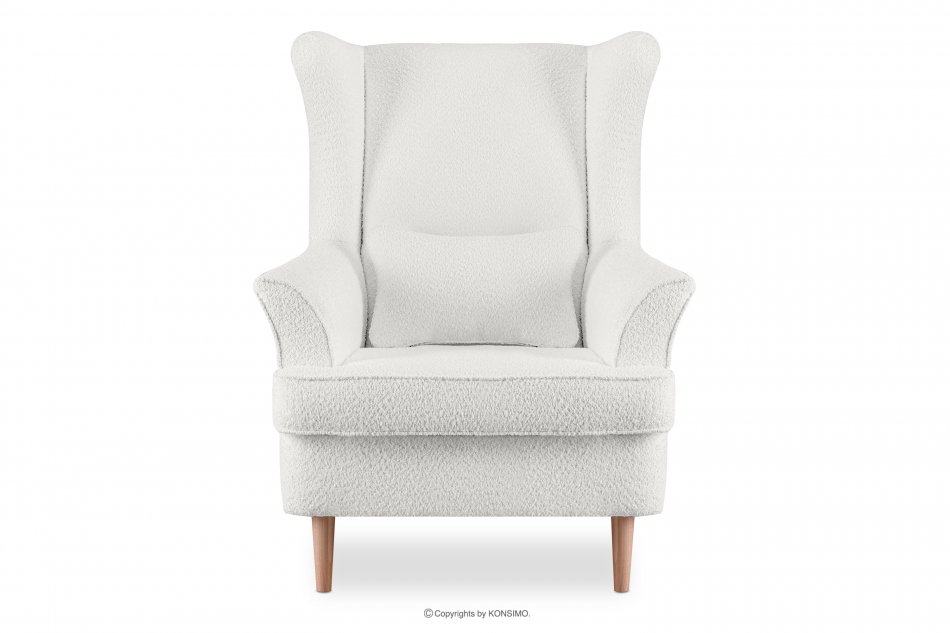 STRALIS Wygodny fotel uszak biały w tkaninie boucle biały - zdjęcie 0
