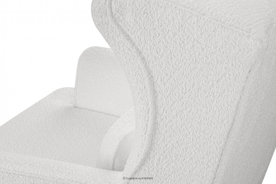 STRALIS Wygodny fotel uszak biały w tkaninie boucle biały - zdjęcie 8