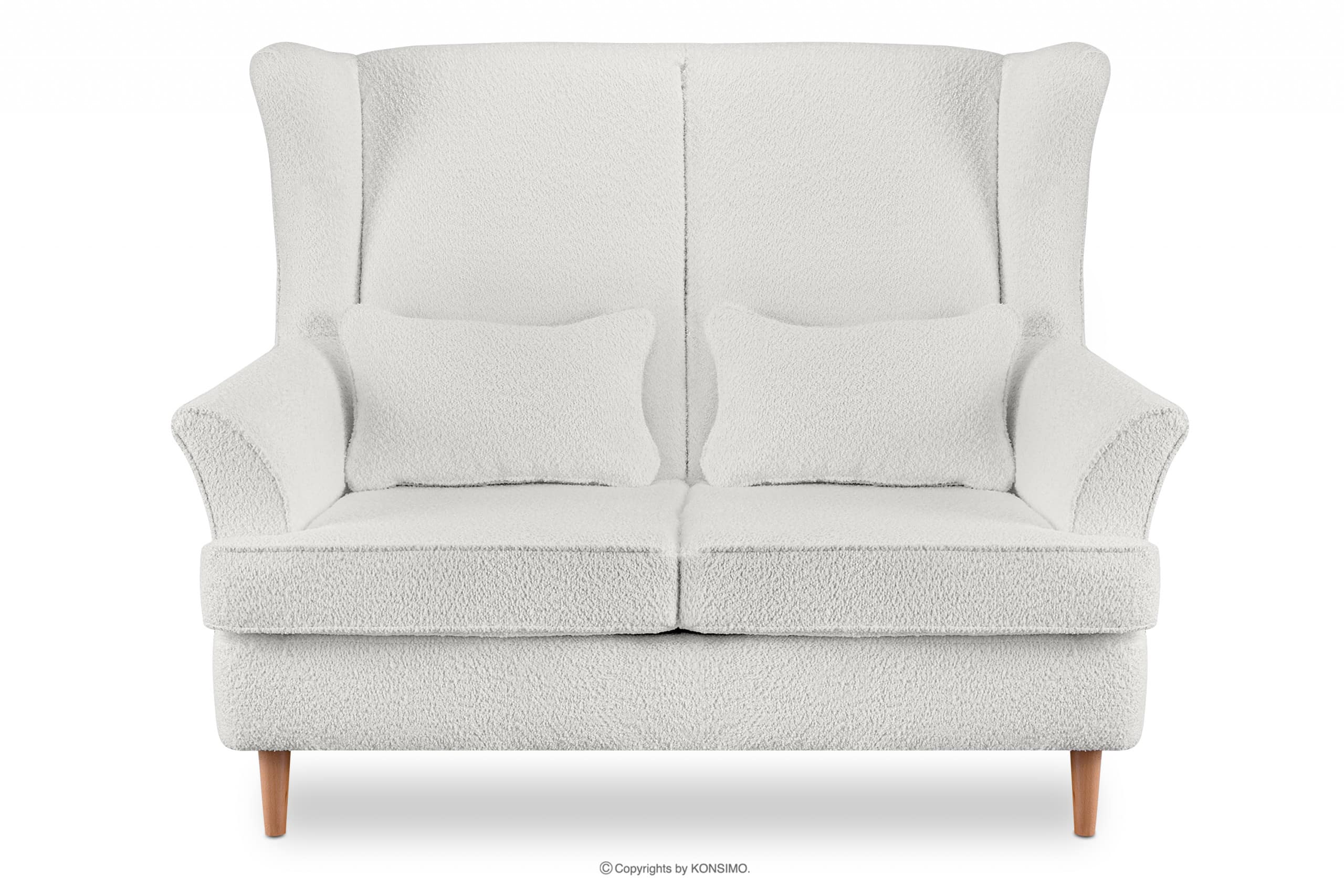 Skandynawska sofa dwuosobowa biała boucle