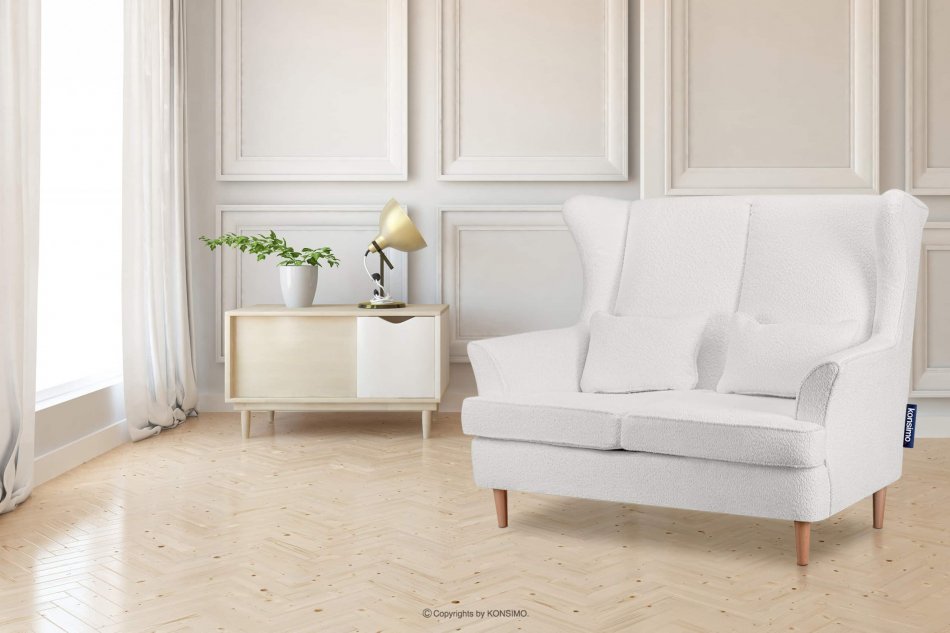 STRALIS Skandynawska sofa dwuosobowa biała boucle biały - zdjęcie 9