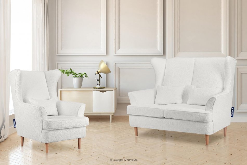 STRALIS Skandynawska sofa dwuosobowa biała boucle biały - zdjęcie 1