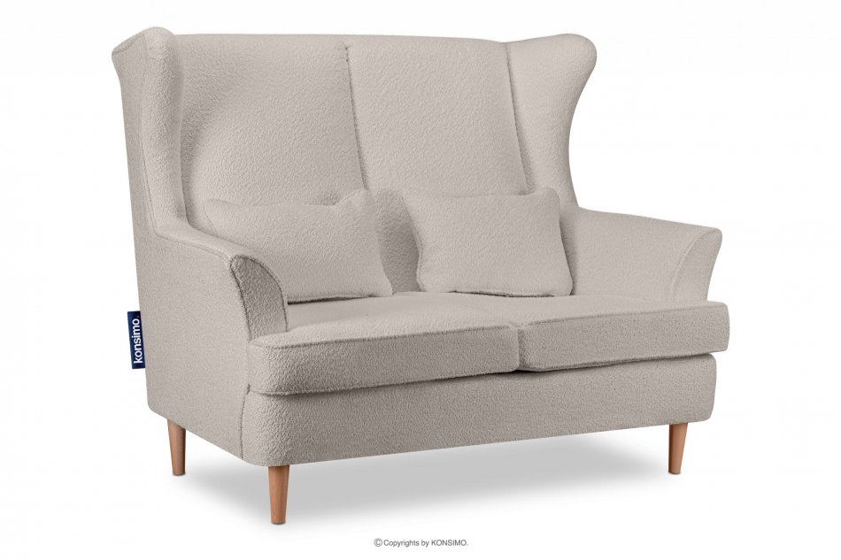 STRALIS Skandynawska sofa dwuosobowa jasnobeżowa boucle jasny beżowy - zdjęcie 2