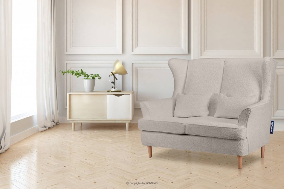 STRALIS Skandynawska sofa dwuosobowa jasnobeżowa boucle jasny beżowy - zdjęcie 9