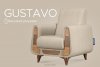 GUSTAVO Fotel w tkaninie baranek kremowy kremowy - zdjęcie 9