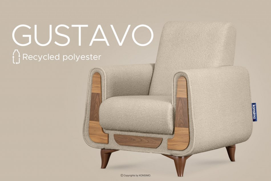 GUSTAVO Fotel w tkaninie baranek kremowy kremowy - zdjęcie 8