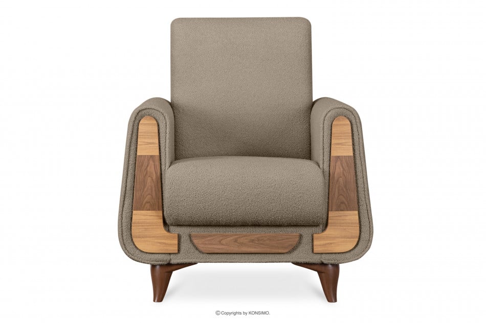GUSTAVO Fotel w tkaninie baranek brązowy brązowy - zdjęcie 0