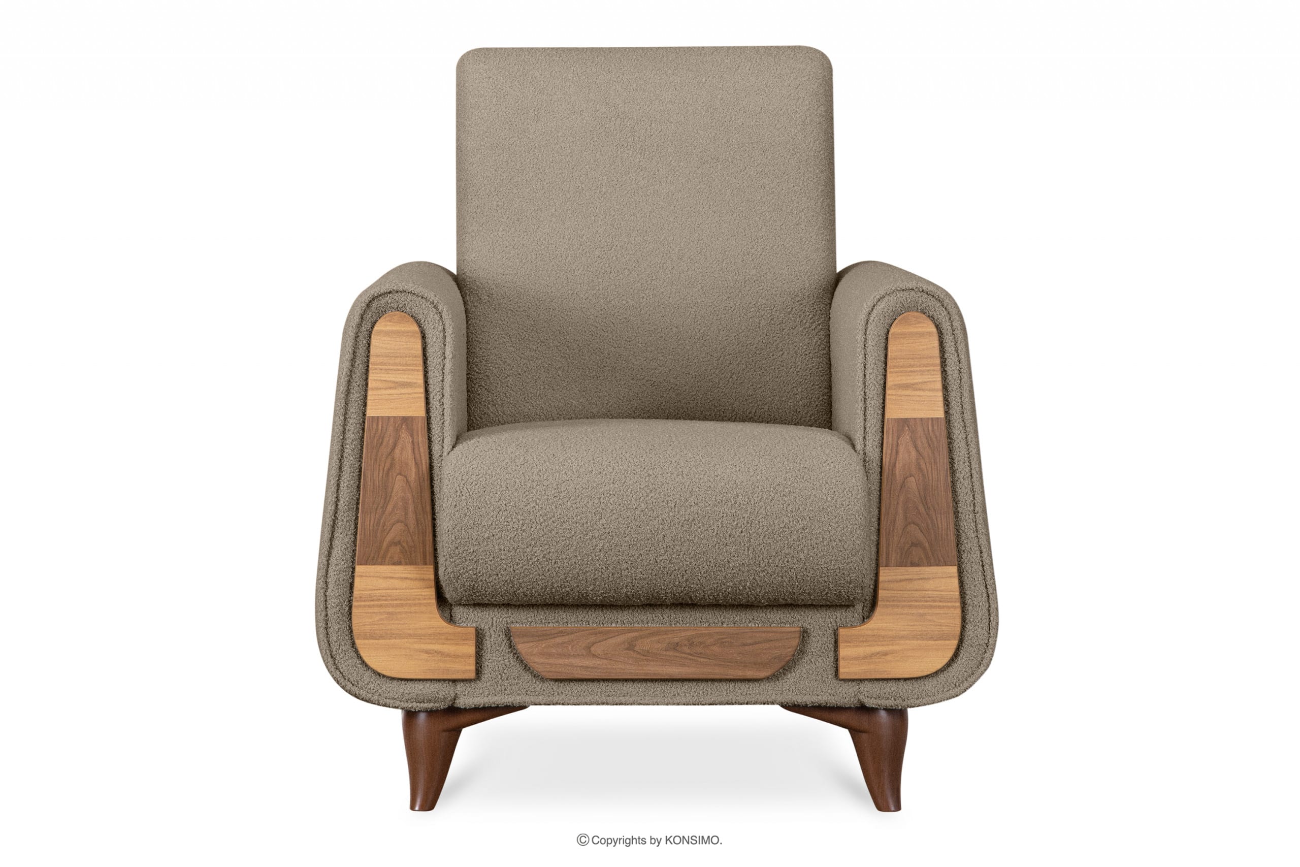 Fotel w tkaninie baranek brązowy