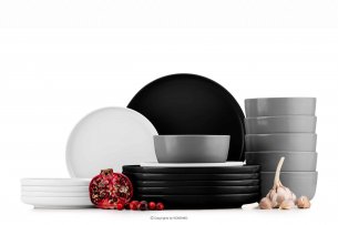 VICTO, https://konsimo.pl/kolekcja/victo/ Zestaw obiadowy biały czarny szary 6os. (18 el.) biały/czarny/szary - zdjęcie