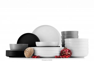VICTO, https://konsimo.pl/kolekcja/victo/ Zestaw obiadowy biały/czarny/szary/biały 6os. (24 el.) biały/czarny/szary/biały - zdjęcie