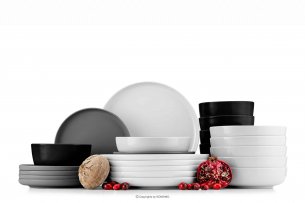 VICTO, https://konsimo.pl/kolekcja/victo/ Zestaw obiadowy biały/szary/czarny/biały 6os. (24 el.) biały/szary/czarny/biały - zdjęcie