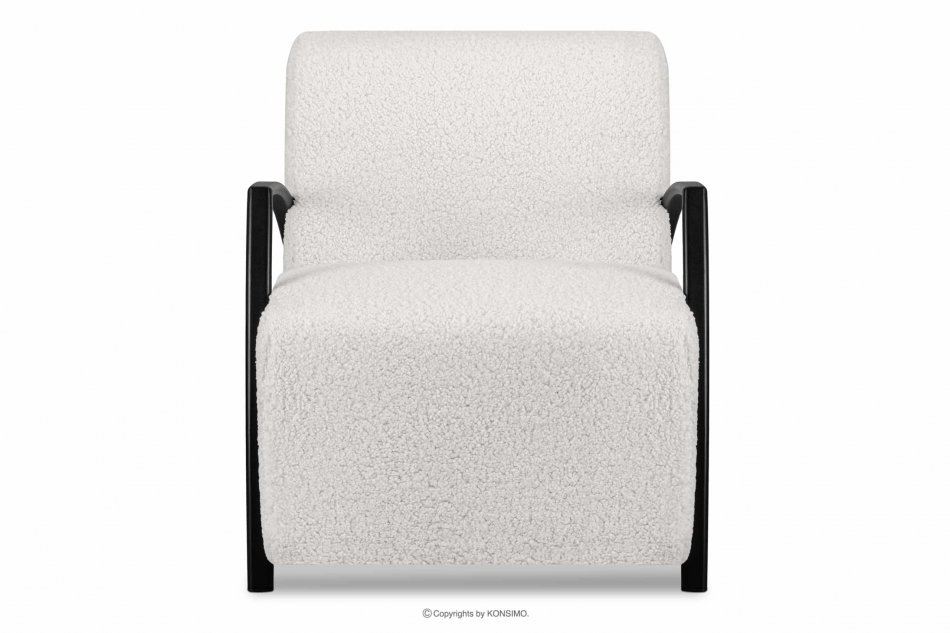 CARO Fotel biały w tkaninie baranek z podłokietnikiem biały - zdjęcie 2