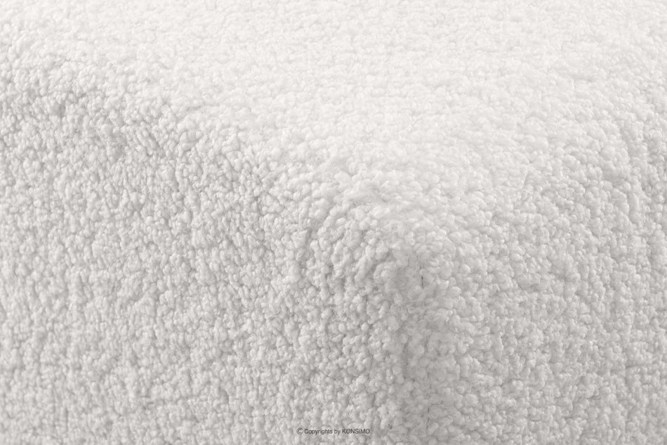 CARO Nowoczesny puf w tkaninie baranek biały biały - zdjęcie 5