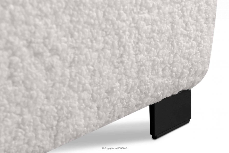 CARO Nowoczesny puf w tkaninie baranek biały biały - zdjęcie 4