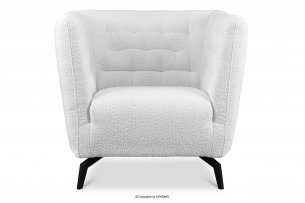 CORDI, https://konsimo.pl/kolekcja/cordi/ Elegancki fotel na nóżkach w tkaninie baranek biały biały - zdjęcie