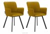 PYRUS Krzesła welurowe żółte 2szt miodowy/czarny - zdjęcie 1