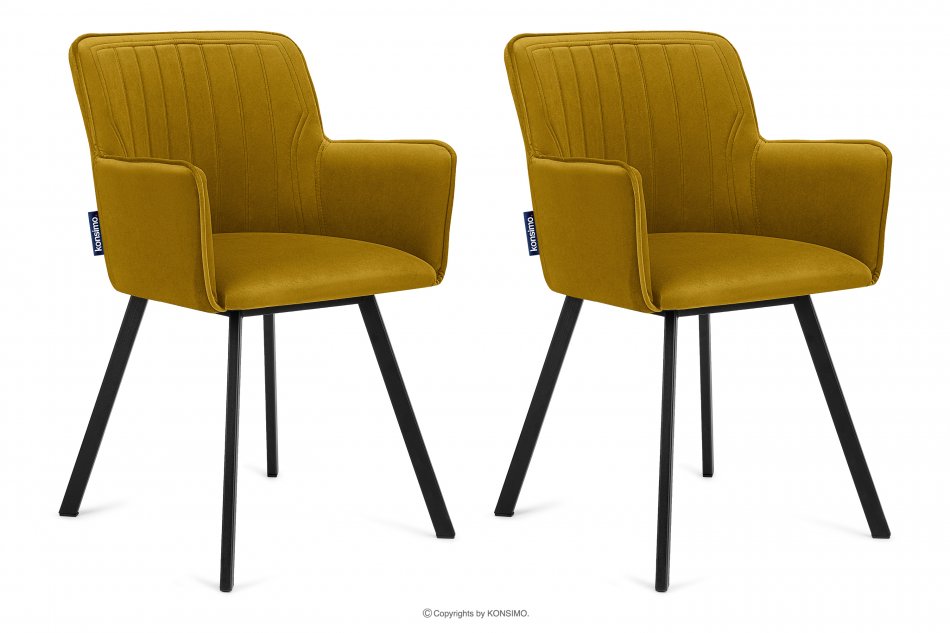 PYRUS Krzesła welurowe żółte 2szt miodowy/czarny - zdjęcie 0