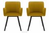PYRUS Krzesła welurowe żółte 2szt miodowy/czarny - zdjęcie 3
