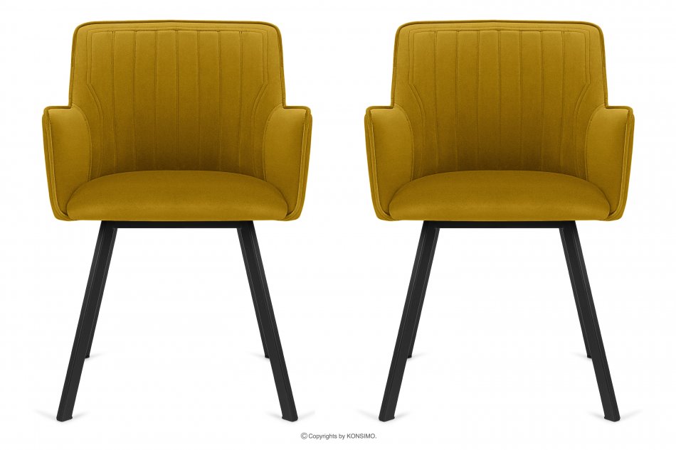 PYRUS Krzesła welurowe żółte 2szt miodowy/czarny - zdjęcie 2