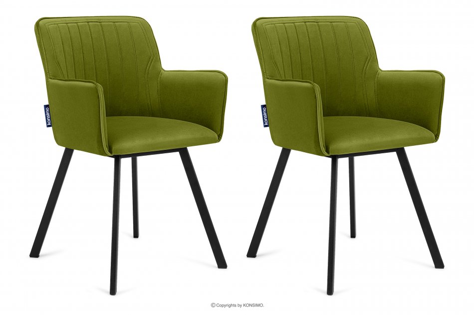 PYRUS Krzesła welurowe zielone 2szt oliwkowy/czarny - zdjęcie 0