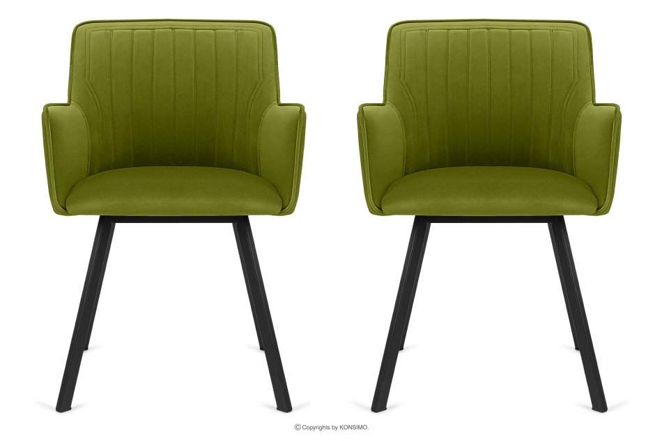 PYRUS Krzesła welurowe zielone 2szt oliwkowy/czarny - zdjęcie 2
