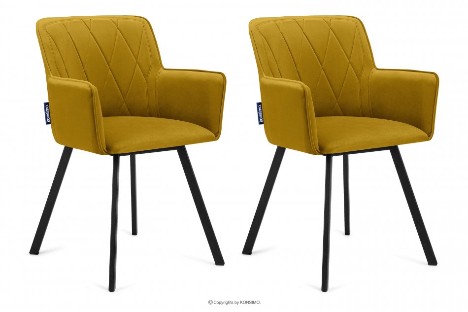 PYRUS Krzesła do salonu welur żółte 2szt miodowy/czarny - zdjęcie 0