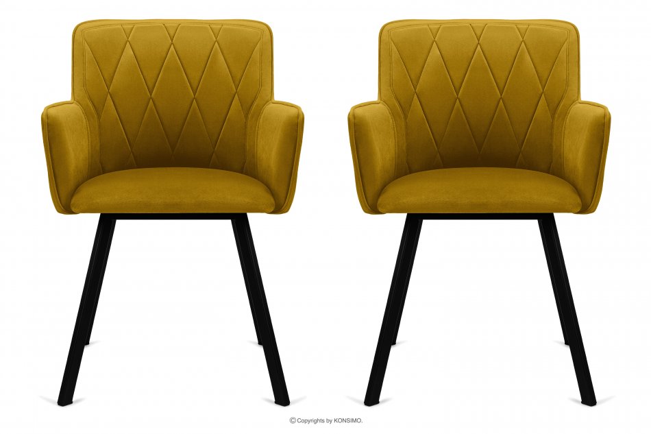 PYRUS Krzesła do salonu welur żółte 2szt miodowy/czarny - zdjęcie 2