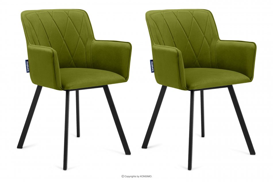 PYRUS Krzesła do salonu welur zielone 2szt oliwkowy/czarny - zdjęcie 0