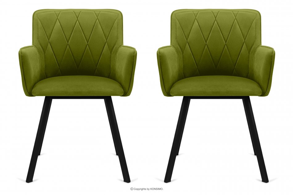 PYRUS Krzesła do salonu welur zielone 2szt oliwkowy/czarny - zdjęcie 2