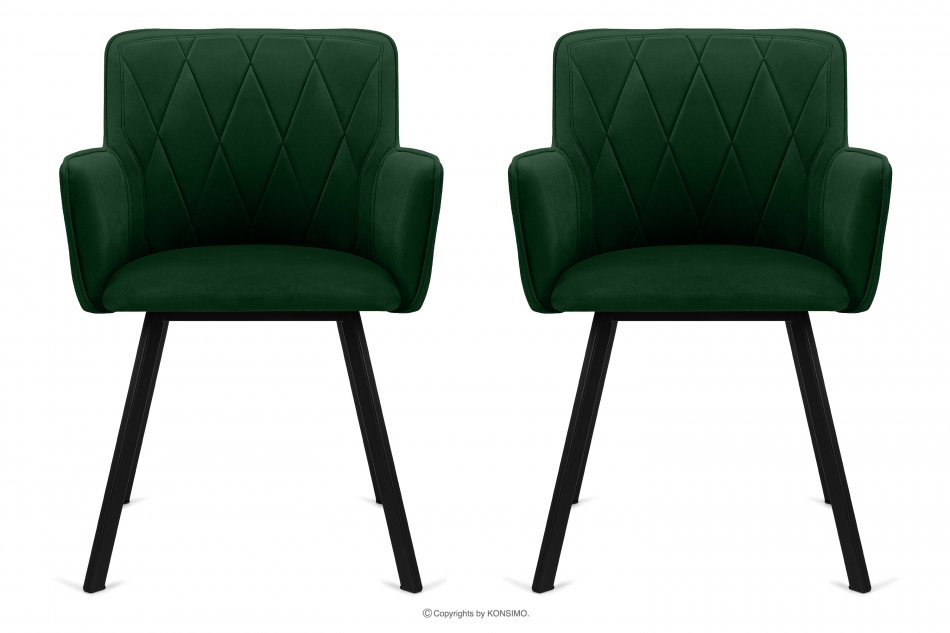 PYRUS Krzesła welurowe butelkowa zieleń 2szt ciemny zielony/czarny - zdjęcie 2