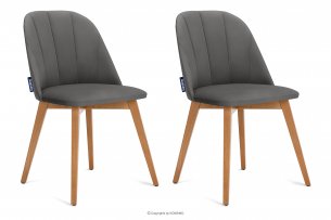 RIFO, https://konsimo.pl/kolekcja/rifo/ Krzesła tapicerowane welurowe szare 2szt szary/jasny dąb - zdjęcie
