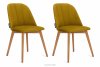 RIFO Krzesła tapicerowane welurowe żółte 2szt miodowy/jasny dąb - zdjęcie 1