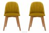 RIFO Krzesła tapicerowane welurowe żółte 2szt miodowy/jasny dąb - zdjęcie 3