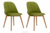 RIFO Krzesła tapicerowane welurowe zielone 2szt oliwkowy/jasny dąb - zdjęcie 1
