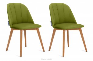 RIFO, https://konsimo.pl/kolekcja/rifo/ Krzesła tapicerowane welurowe zielone 2szt oliwkowy/jasny dąb - zdjęcie