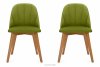 RIFO Krzesła tapicerowane welurowe zielone 2szt oliwkowy/jasny dąb - zdjęcie 3