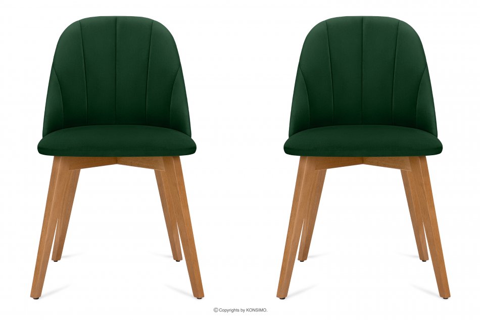 RIFO Krzesła tapicerowane welurowe butelkowa zieleń 2szt ciemny zielony/jasny dąb - zdjęcie 2