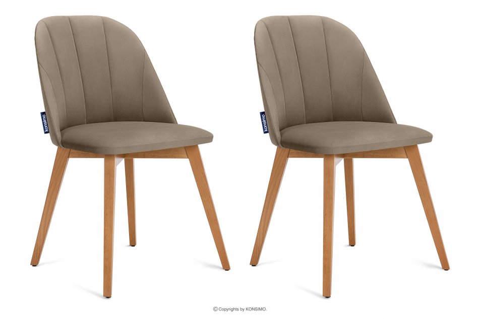 RIFO Krzesła tapicerowane welurowe beżowe 2szt beżowy/jasny dąb - zdjęcie 0