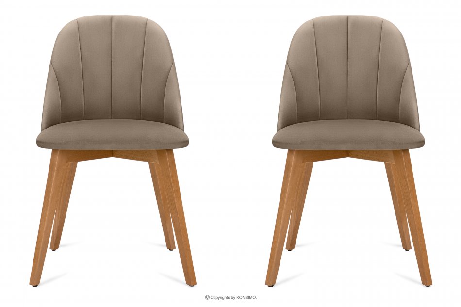 RIFO Krzesła tapicerowane welurowe beżowe 2szt beżowy/jasny dąb - zdjęcie 2