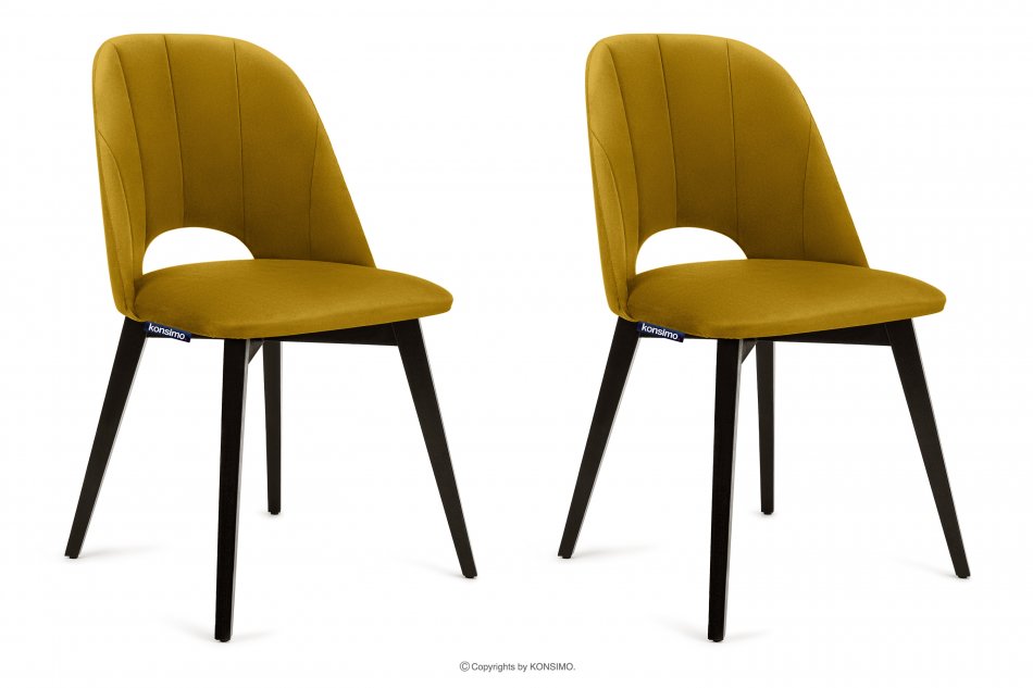 BOVIO Krzesła do salonu żółte 2szt miodowy/wenge - zdjęcie 0