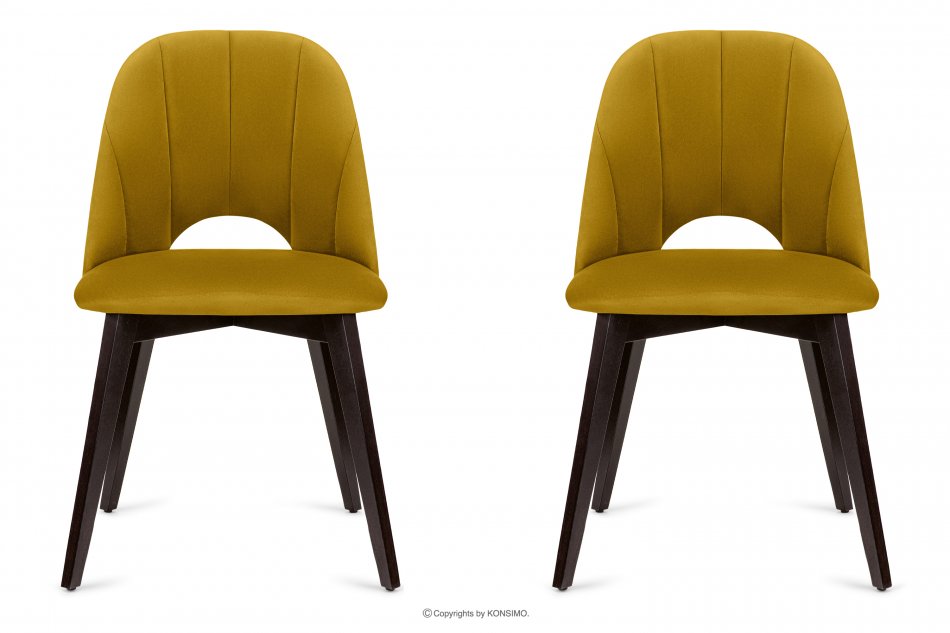 BOVIO Krzesła do salonu żółte 2szt miodowy/wenge - zdjęcie 2