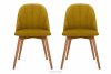 BAKERI Krzesła skandynawskie welur żółte 2szt miodowy/jasny dąb - zdjęcie 3
