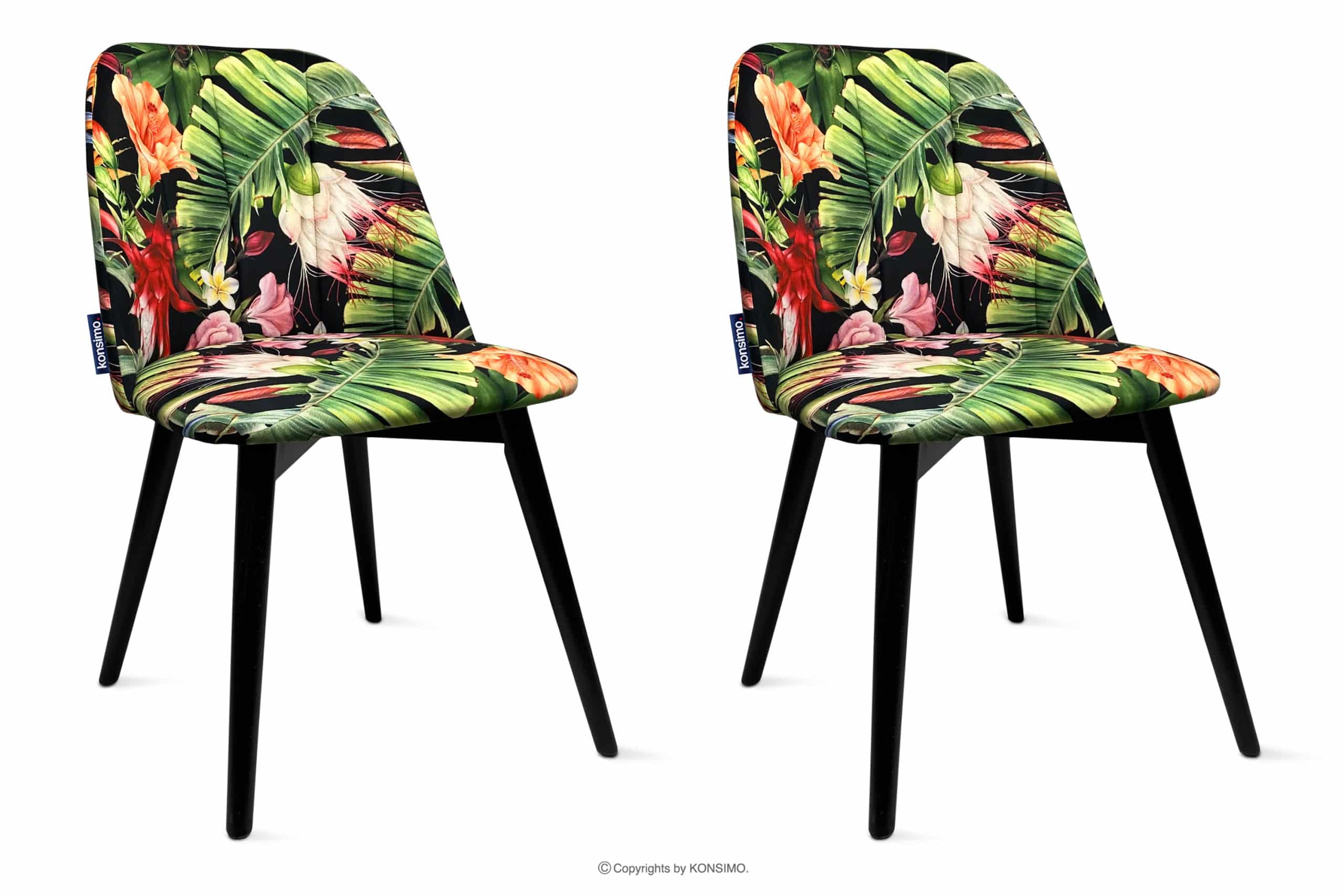 Krzesła tapicerowane we wzory kwiaty 2szt