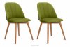 BAKERI Krzesła skandynawskie welur zielone 2szt oliwkowy/jasny dąb - zdjęcie 1