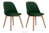 BAKERI Krzesła skandynawskie welur butelkowa zieleń 2szt ciemny zielony/jasny dąb - zdjęcie 1