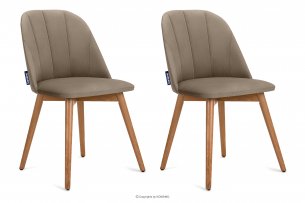 BAKERI, https://konsimo.pl/kolekcja/bakeri/ Krzesła skandynawskie welur beżowe 2szt beżowy/jasny dąb - zdjęcie